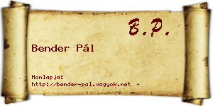 Bender Pál névjegykártya