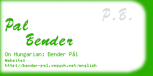 pal bender business card